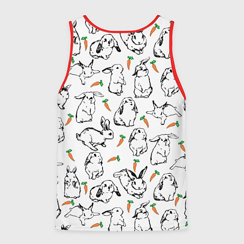 Мужская майка без рукавов Зайцы с морковками / 3D-Красный – фото 2