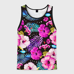 Майка-безрукавка мужская Floral pattern Summer night Fashion trend, цвет: 3D-черный