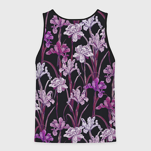 Мужская майка без рукавов Цветы Фиолетовые Ирисы / 3D-Черный – фото 2
