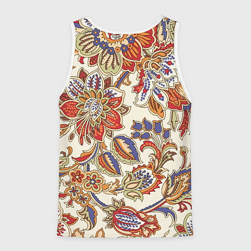 Мужская майка без рукавов Цветочный винтажный орнамент / 3D-Белый – фото 2