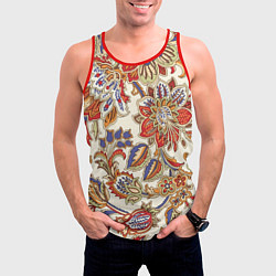 Майка-безрукавка мужская Цветочный винтажный орнамент, цвет: 3D-красный — фото 2