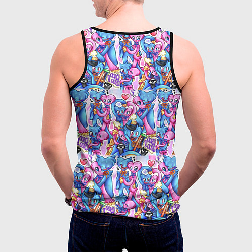 Мужская майка без рукавов POPPY PLAYTIME HAGGY WAGGY AND KISSY MISSY LOVE / 3D-Черный – фото 4