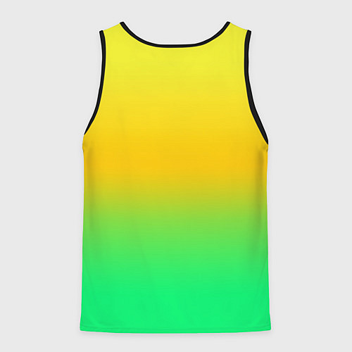 Мужская майка без рукавов Неоновый градиентный желто-зеленый фон / 3D-Черный – фото 2