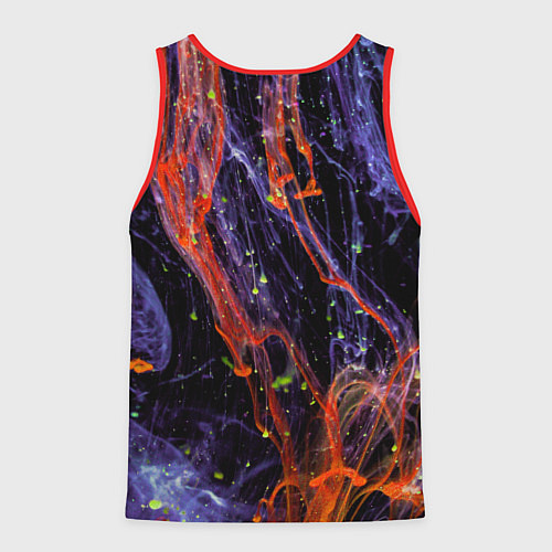 Мужская майка без рукавов Неоновые краски во тьме - Оранжевый и фиолетовый / 3D-Красный – фото 2