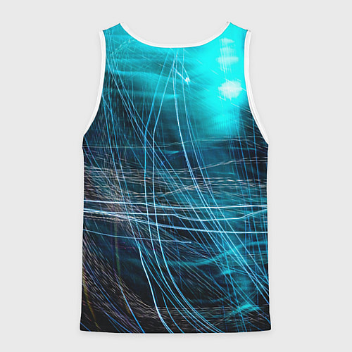 Мужская майка без рукавов Неоновые волны и линии - Голубой / 3D-Белый – фото 2