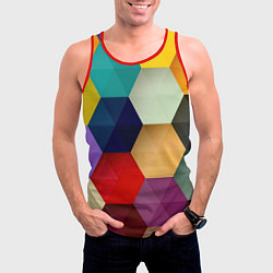 Майка-безрукавка мужская Цветные соты, цвет: 3D-красный — фото 2