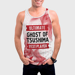 Майка-безрукавка мужская Ghost of Tsushima: красные таблички Best Player и, цвет: 3D-белый — фото 2