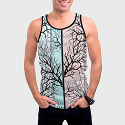 Майка-безрукавка мужская Абстрактный узор tree branches, цвет: 3D-черный — фото 2
