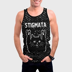 Майка-безрукавка мужская Группа Stigmata и Рок Кот, цвет: 3D-черный — фото 2