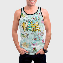 Майка-безрукавка мужская Мама - буквы в полосочку, цвет: 3D-черный — фото 2