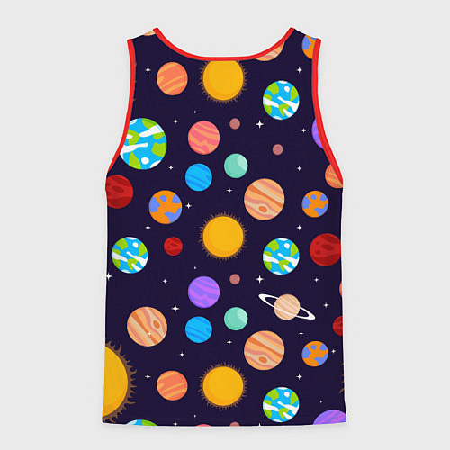 Мужская майка без рукавов Солнечная Система Планет / 3D-Красный – фото 2