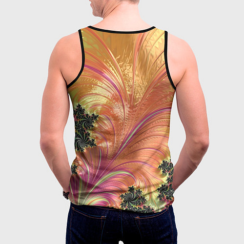 Мужская майка без рукавов Фрактальный динамичный паттерн / 3D-Черный – фото 4
