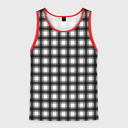 Майка-безрукавка мужская Black and white trendy checkered pattern, цвет: 3D-красный