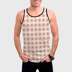 Майка-безрукавка мужская Light beige plaid fashionable checkered pattern, цвет: 3D-черный — фото 2