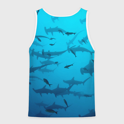 Мужская майка без рукавов Акулы - океан / 3D-Белый – фото 2