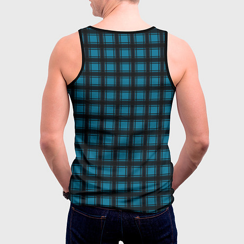 Мужская майка без рукавов Black and blue plaid / 3D-Черный – фото 4