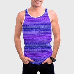 Майка-безрукавка мужская Узор в стиле бохо на фиолетовом фоне, цвет: 3D-белый — фото 2