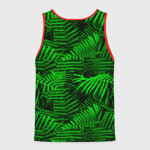 Мужская майка без рукавов Листья папоротника - текстура / 3D-Красный – фото 2