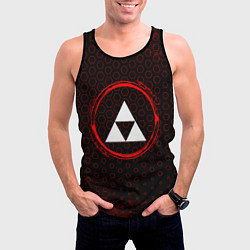 Майка-безрукавка мужская Символ Zelda и краска вокруг на темном фоне, цвет: 3D-черный — фото 2