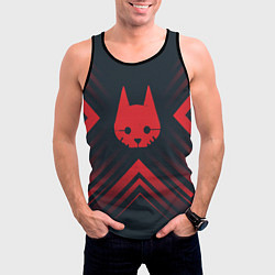 Майка-безрукавка мужская Красный Символ Stray на темном фоне со стрелками, цвет: 3D-черный — фото 2