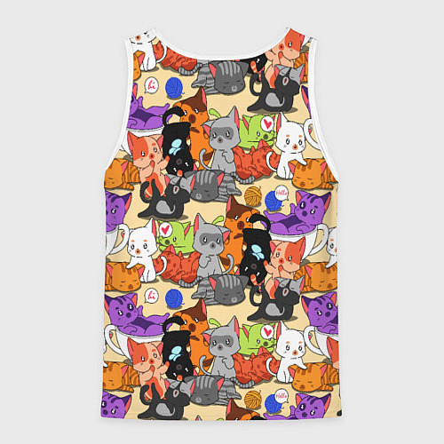 Мужская майка без рукавов Котики-такие котики / 3D-Белый – фото 2