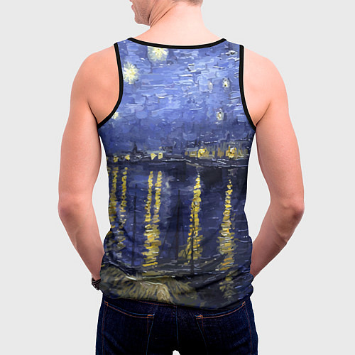 Мужская майка без рукавов Прикол с котом: пародия картина / 3D-Черный – фото 4