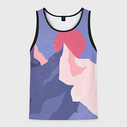 Майка-безрукавка мужская Пейзаж гор и леса в стиле ретро, цвет: 3D-черный