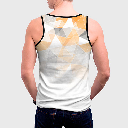 Мужская майка без рукавов Однотонный белый и желто-серый геометрический / 3D-Черный – фото 4