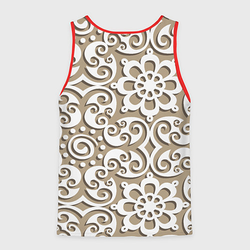 Мужская майка без рукавов Цветочный кружевной орнамент / 3D-Красный – фото 2