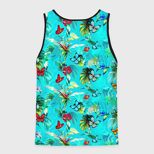 Мужская майка без рукавов Собачка - единорог на фоне цветов / 3D-Черный – фото 2