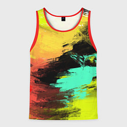 Майка-безрукавка мужская Яркий красочный гранж, цвет: 3D-красный