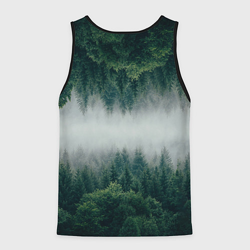 Мужская майка без рукавов ЗЕРКАЛЬНЫЙ ТУМАННЫЙ ЛЕС / 3D-Черный – фото 2