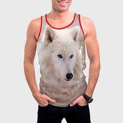 Майка-безрукавка мужская Белый зимний волк, цвет: 3D-красный — фото 2