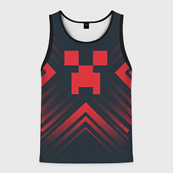 Майка-безрукавка мужская Красный символ Minecraft на темном фоне со стрелка, цвет: 3D-черный