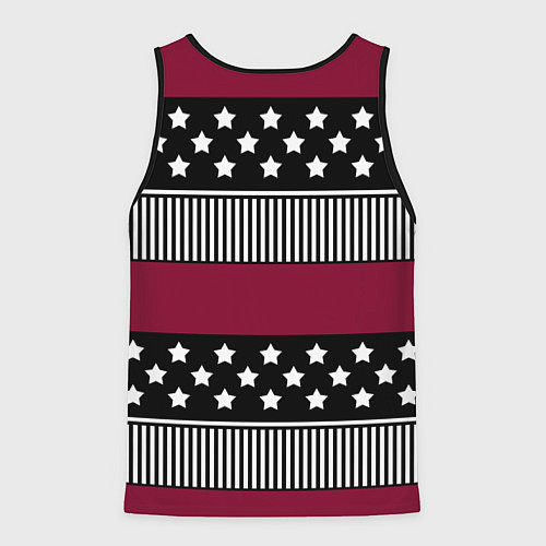 Мужская майка без рукавов Burgundy black striped pattern / 3D-Черный – фото 2