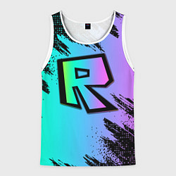 Майка-безрукавка мужская Roblox neon logo, цвет: 3D-белый