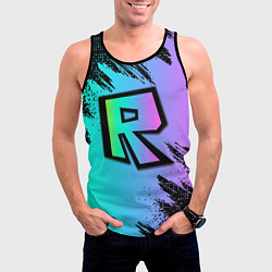 Майка-безрукавка мужская Roblox neon logo, цвет: 3D-черный — фото 2