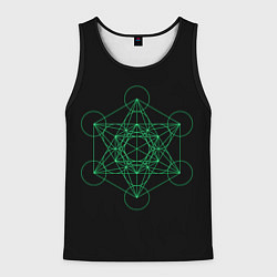 Майка-безрукавка мужская Куб Метатрона на чёрном фоне, цвет: 3D-черный