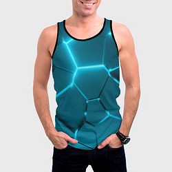 Майка-безрукавка мужская Ледяные неоновые геометрические плиты, цвет: 3D-черный — фото 2