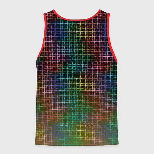Мужская майка без рукавов Неоновый сетчатый узор / 3D-Красный – фото 2