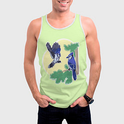 Майка-безрукавка мужская Необычная яркая синяя сойка, цвет: 3D-белый — фото 2