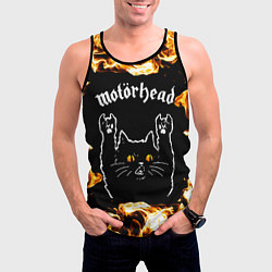 Майка-безрукавка мужская Motorhead рок кот и огонь, цвет: 3D-черный — фото 2