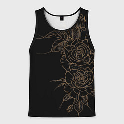 Майка-безрукавка мужская Элегантные розы на черном фоне, цвет: 3D-черный