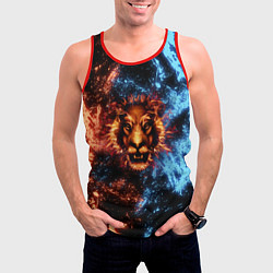 Майка-безрукавка мужская Огонь и вода - лев, цвет: 3D-красный — фото 2
