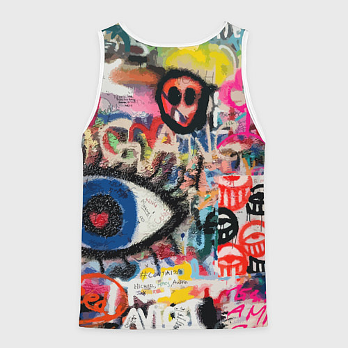 Мужская майка без рукавов Скейтбордист Барт Симпсон на фоне стены с граффити / 3D-Белый – фото 2