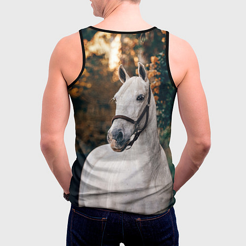 Мужская майка без рукавов Белая лошадка / 3D-Черный – фото 4