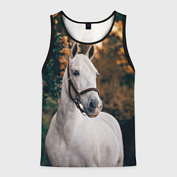 Майка-безрукавка мужская Белая лошадка, цвет: 3D-черный
