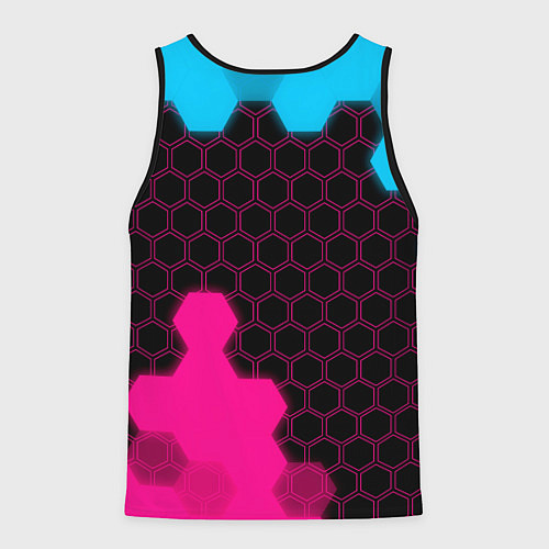 Мужская майка без рукавов GTA - neon gradient: надпись, символ / 3D-Черный – фото 2