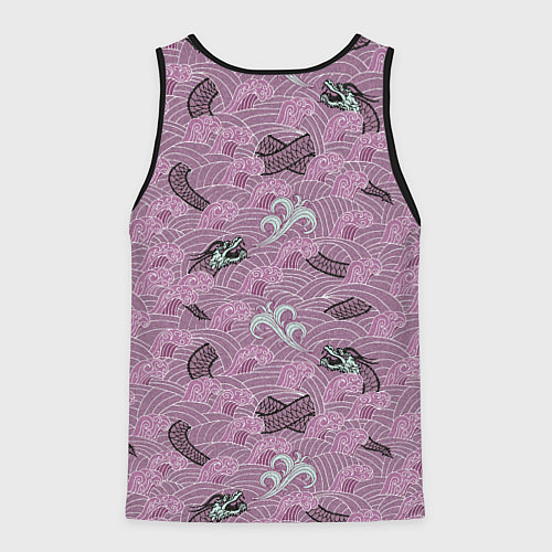 Мужская майка без рукавов Драконьи волны / 3D-Черный – фото 2