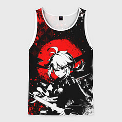 Майка-безрукавка мужская Кадзуха - Мрачный геншин, цвет: 3D-белый